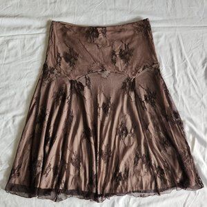 Weston Wear Vintage Lace Skirt Brown & Cream Medium